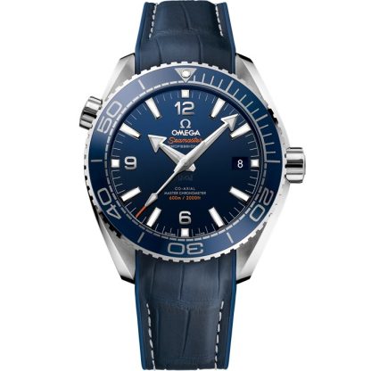 Omega Seamaster Planet Ocean 600M 43,5 mm, Stahl mit Lederarmband mit Innenseite aus Kautschuk 215.33.44.21.03.001