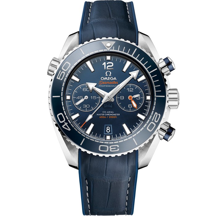 Omega Seamaster Planet Ocean 600M 45,5 mm, Stahl mit Lederarmband mit Innenseite aus Kautschuk 215.33.46.51.03.001