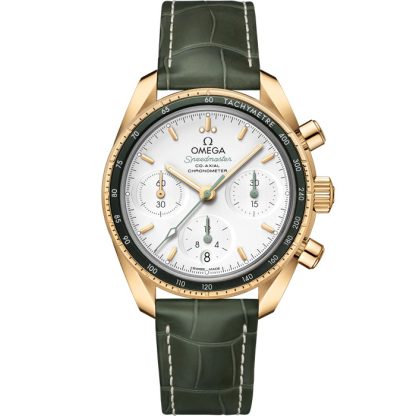 Omega Speedmaster 38 38 mm, Gelbgold mit Lederarmband 324.63.38.50.02.004