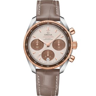 Omega Speedmaster 38 38 mm, Stahl - Sedna™-Gold mit Lederarmband 324.23.38.50.02.002