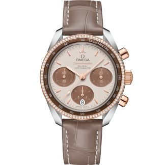 Omega Speedmaster 38 38 mm, Stahl - Sedna™-Gold mit Lederarmband 324.28.38.50.02.002