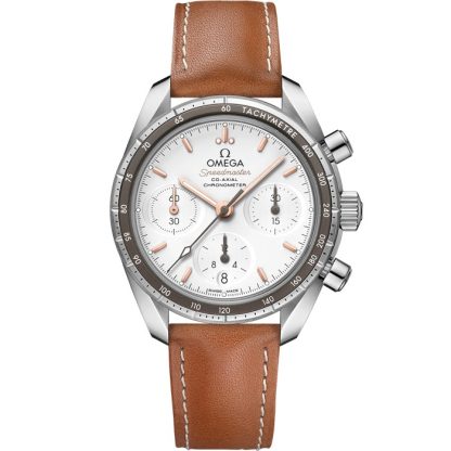 Omega Speedmaster 38 38 mm, Stahl mit Lederarmband 324.32.38.50.02.001