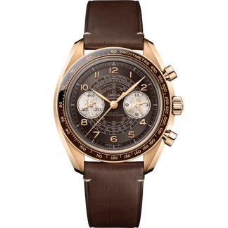 Omega Speedmaster Chronoscope 43 mm, Bronze Gold mit Lederarmband 329.92.43.51.10.001