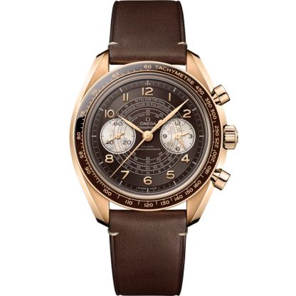 Omega Speedmaster Chronoscope 43 mm, Bronze Gold mit Lederarmband 329.92.43.51.10.001