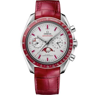 Omega Speedmaster Mondphase 44,25 mm, Platin mit Lederarmband 304.93.44.52.99.002