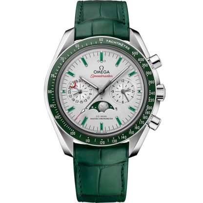 Omega Speedmaster Mondphase 44,25 mm, Platin mit Lederarmband 304.93.44.52.99.003