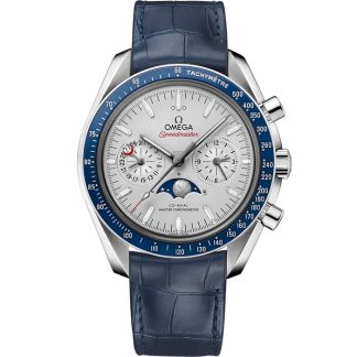 Omega Speedmaster Mondphase 44,25 mm, Platin mit Lederarmband 304.93.44.52.99.004