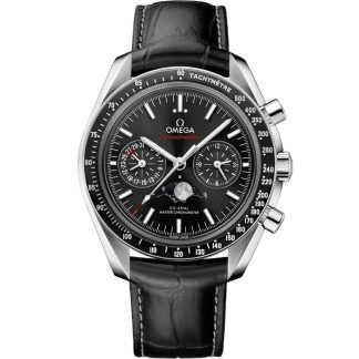 Omega Speedmaster Mondphase 44,25 mm, Stahl mit Lederarmband 304.33.44.52.01.001