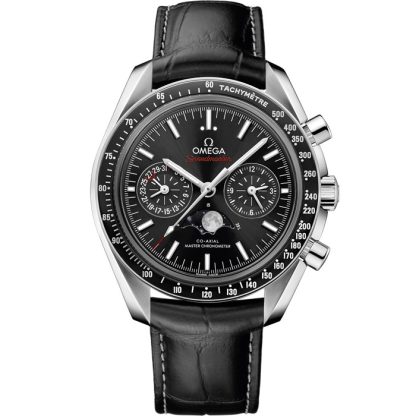 Omega Speedmaster Mondphase 44,25 mm, Stahl mit Lederarmband 304.33.44.52.01.001