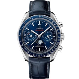 Omega Speedmaster Mondphase 44,25 mm, Stahl mit Lederarmband 304.33.44.52.03.001