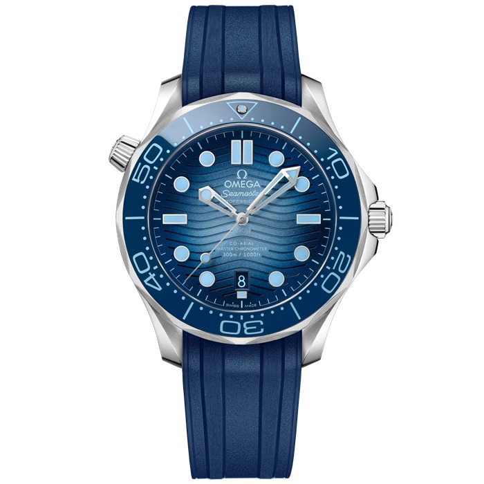 Omega Summer Blue Seamaster Diver 300M 42 mm, Stahl mit Kautschukband 210.32.42.20.03.002